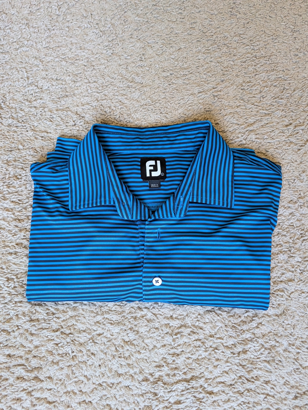 FootJoy FJ Men’s Blue Striped Golf Short Sleeve Size Large Polo Shirt